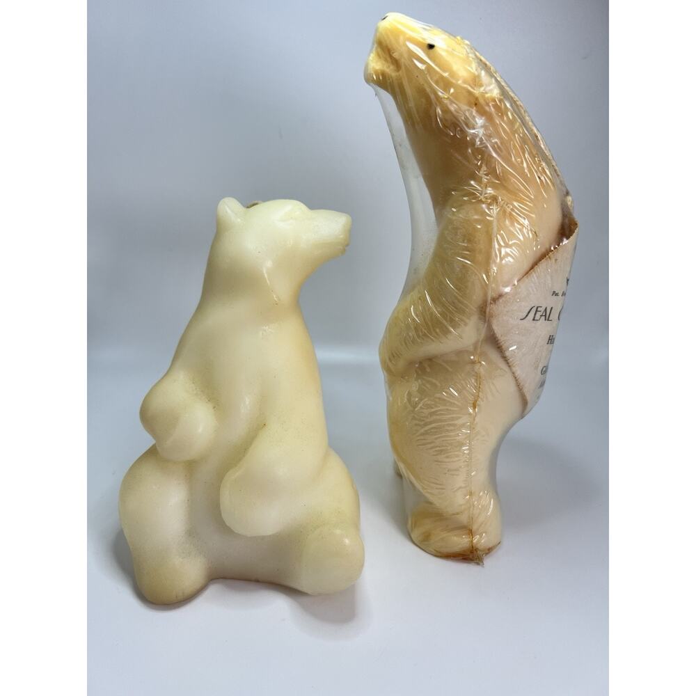 Set Of 2 Alaskan Inuit Polar Bear Seal Oil Candle Alaskan Handcrafted NEW RARE